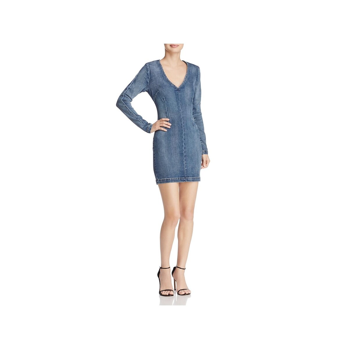 long sleeve denim bodycon dress