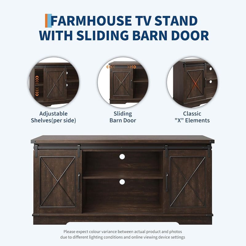 Modern Farmhouse TV Stand and Entertainment Center for TV Up to 65 Inches - N/A