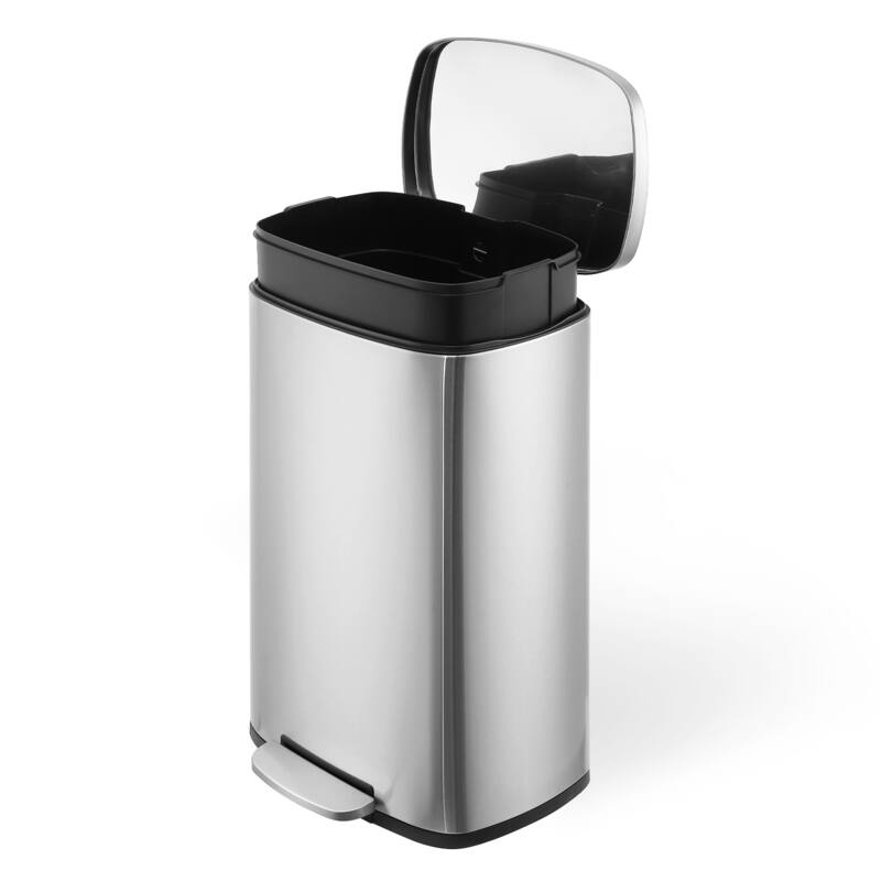 Stainless Steel Trash Can, 50 Liter / 13 Gallon - Rectangular