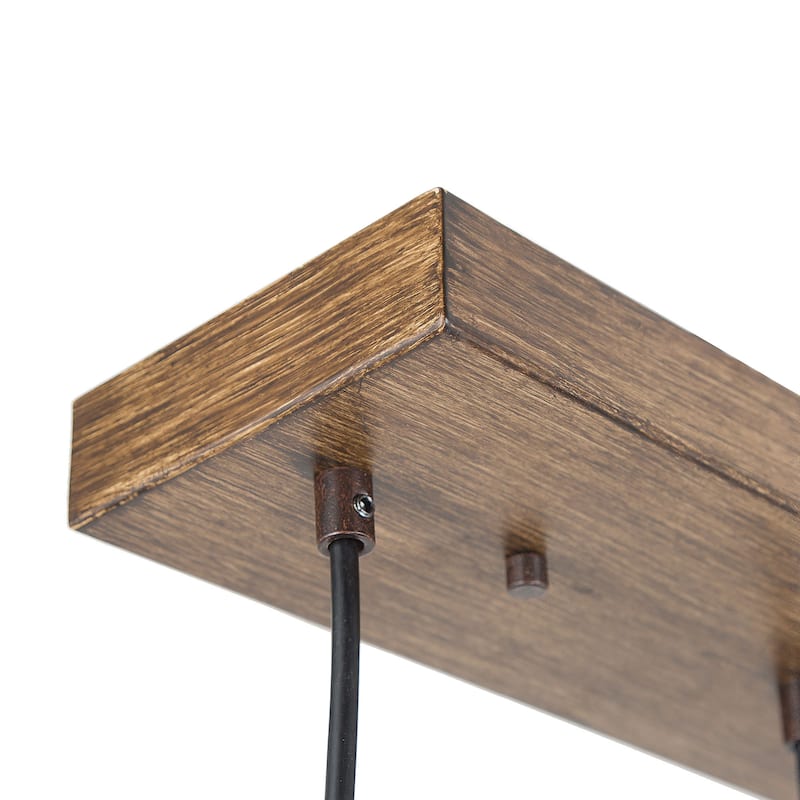 Vintia Farmhouse Rustic 5-light Modern Linear Chandelier Faux Wood LED Dimmable Glass Island Lights - L29" X W4.7" X H69"
