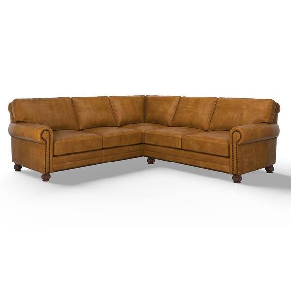 Charleston Deeper and Wider 2x2 100% Full Top Grain Leather Sectional - Bed Bath & Beyond