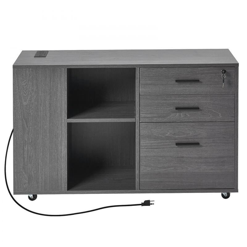 Space-Saving 3 Drawers Office Storage Cabinet with Lockable Compartments and Adjustable Shelves