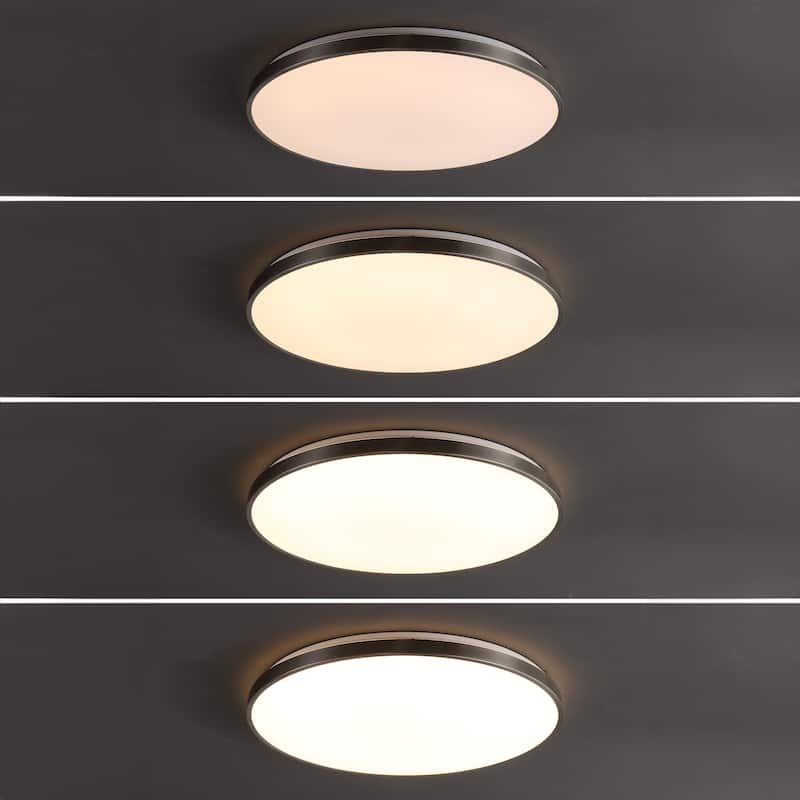 Marelle 21.25" 1-Light Modern Minimalist Iron Circle Integrated LED Flush Mount by JONATHAN Y