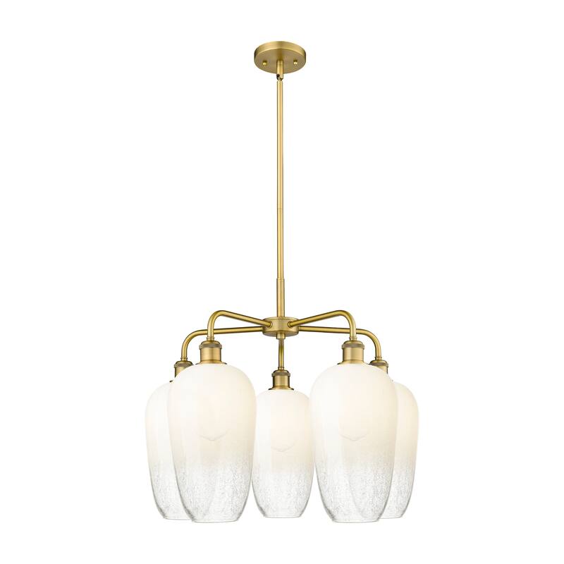 Innovations Lighting Endless Possibilities Ballston - Brookhaven Flute - 5 Light 26" Stem Hung Chandelier - Brushed Brass/Opal