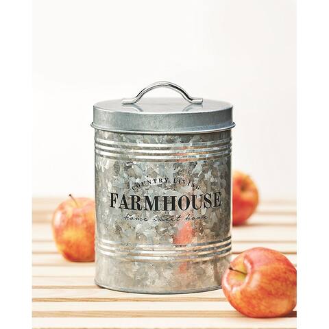 Amici Home Farmhouse Country Living Galvanized Metal Kitchen Storage Canister