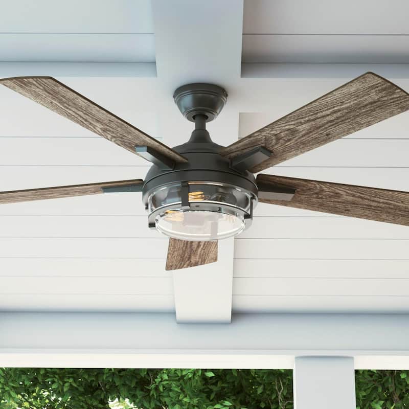 52" Prominence Home Freyr Indoor/Outdoor Craftsman Ceiling Fan with Remote, Textured Black - 52