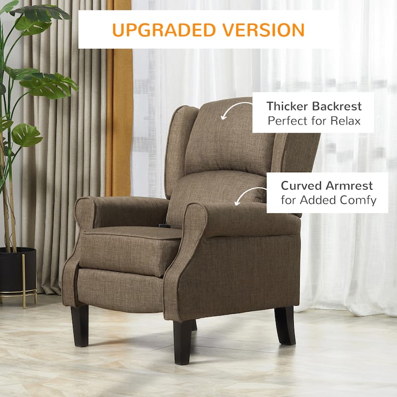 Wingback Manual Recliner Sofa Linen Fabric Heating Vibration Massage Lounge Chair with Adjustable Footrest, Wired Remote Control