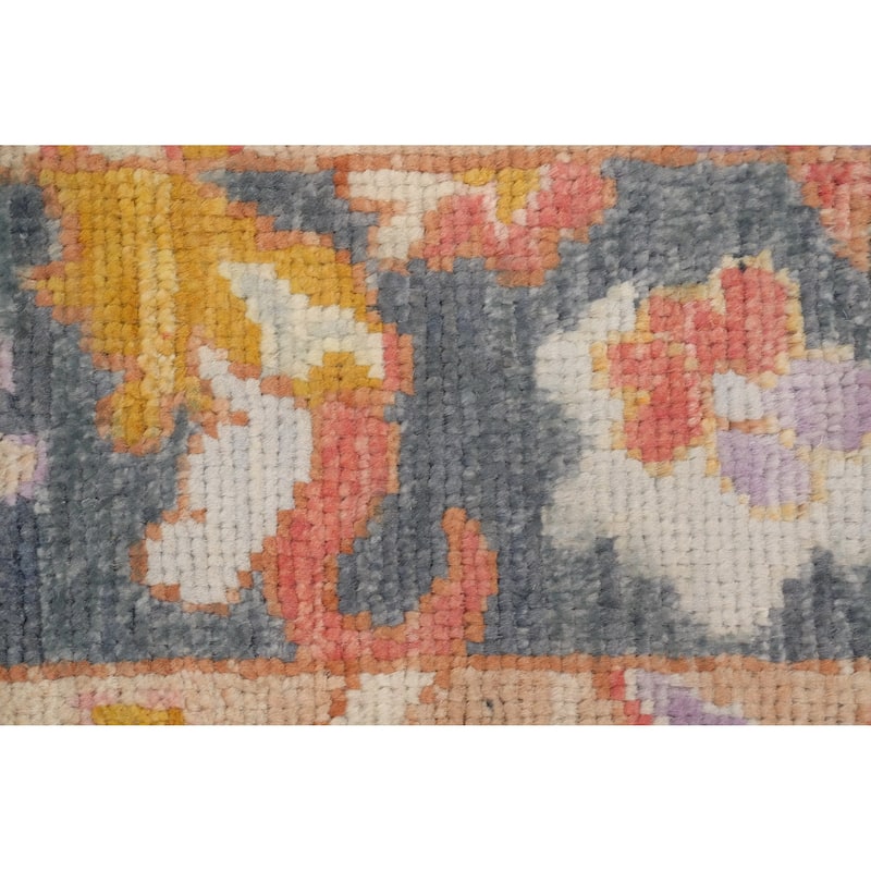 Hand Knotted Oriental 100% Wool Carpet Transitional Floral Pink Oushak Area Rug - 6' 10'' X 5' 0''