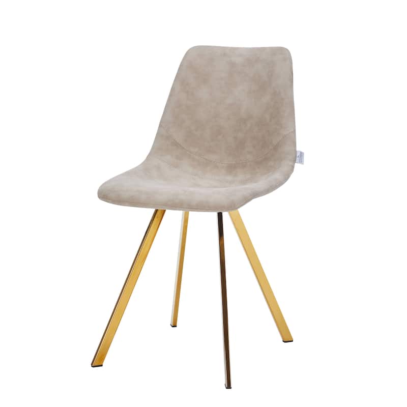 Markley Leather Dining Chair Set of 2 With Gold Metal Legs Modern Accent Side Chair