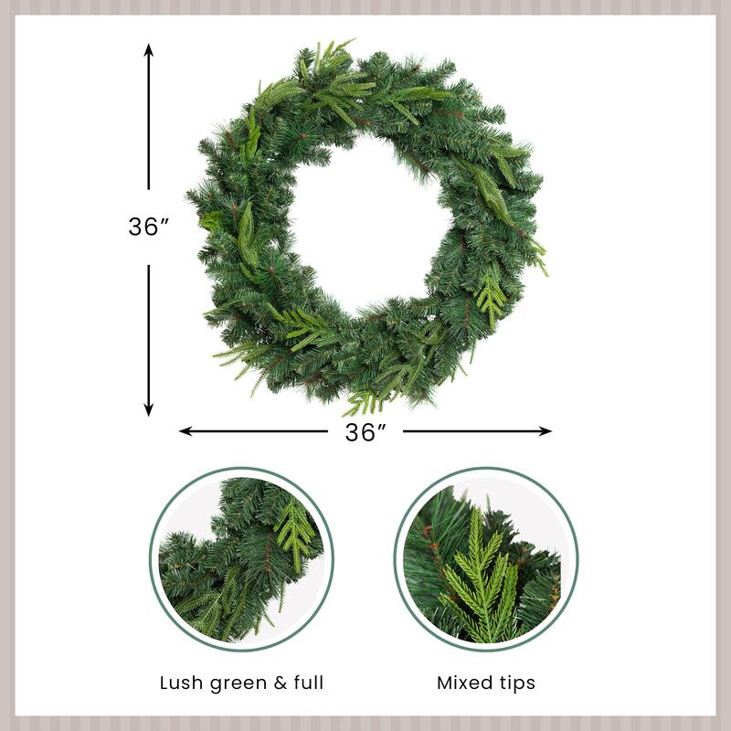 Cedar and Pine Artificial Christmas Wreath - 36" - Unlit