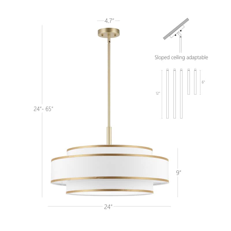 GetLedel 5-Light Double Shaded Dimmable Drum Chandelier
