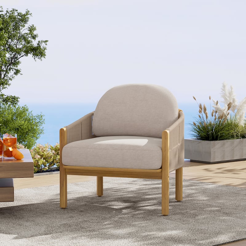 Leisure Chair Dining Chair Club Chair with Wood Frame, Teak Beige Padded Chair Office Chair Reception Chair Side Chair