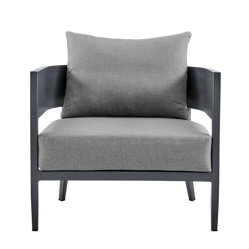 Argiope Dark Gray Aluminum Outdoor Patio 4 Piece Deep Seating Sofa Set with Gray Cushions