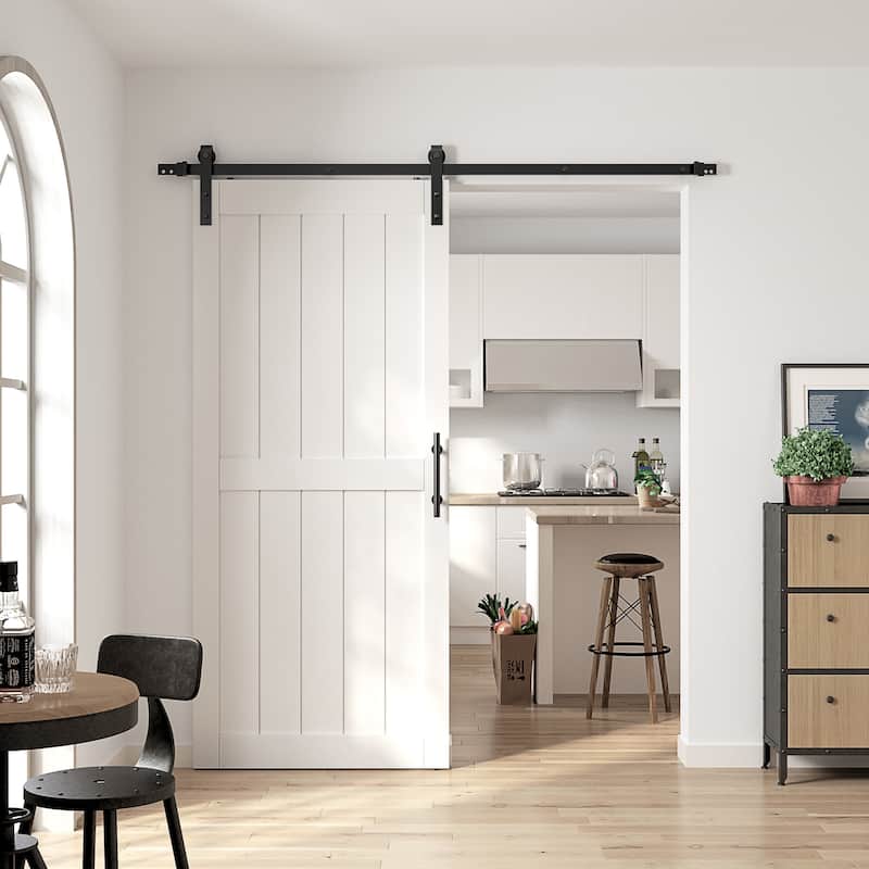 Sanding 30in./32in./36in./42in./48in.x 84in.MDF Barn Door With Sliding Hardware Kit ,Covered with Water-Proof PVC Surface