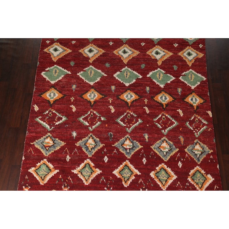 Geometric Tribal Moroccan Oriental Area Rug Hand-knotted Wool Carpet - 7'8" x 10'8"