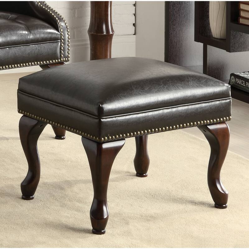 Butto Tufted Accent Chair with Ottoman in Black