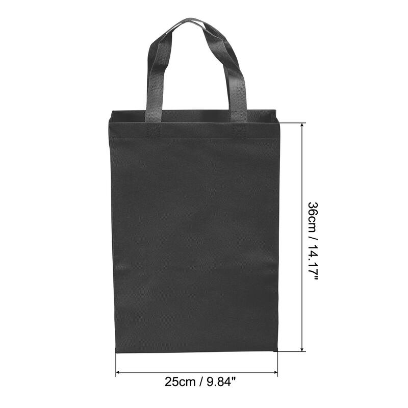 36x25cm Reusable Gift Bags 10Pcs Non-Woven Grocery Tote Bag for Travel - Black