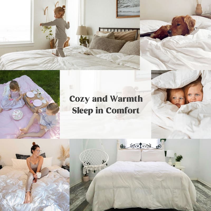 Medium Warmth All Season 600 Fill Power White Goose Feather Down Comforter Duvet Insert