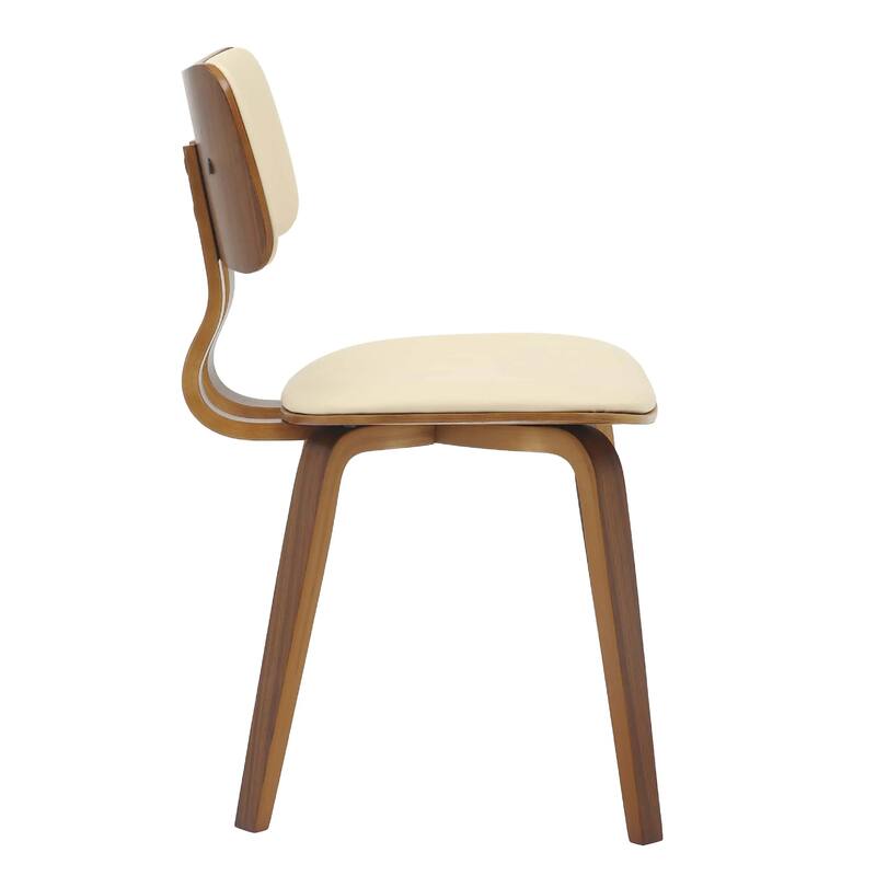 Clivo Leather Dining Chair with Open-Back and Poplar Wood Legs for Kitchen or Dining Room Set of 2