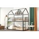 preview thumbnail 3 of 8, Black Twin over Twin Metal Bunk House Bed with Ladder