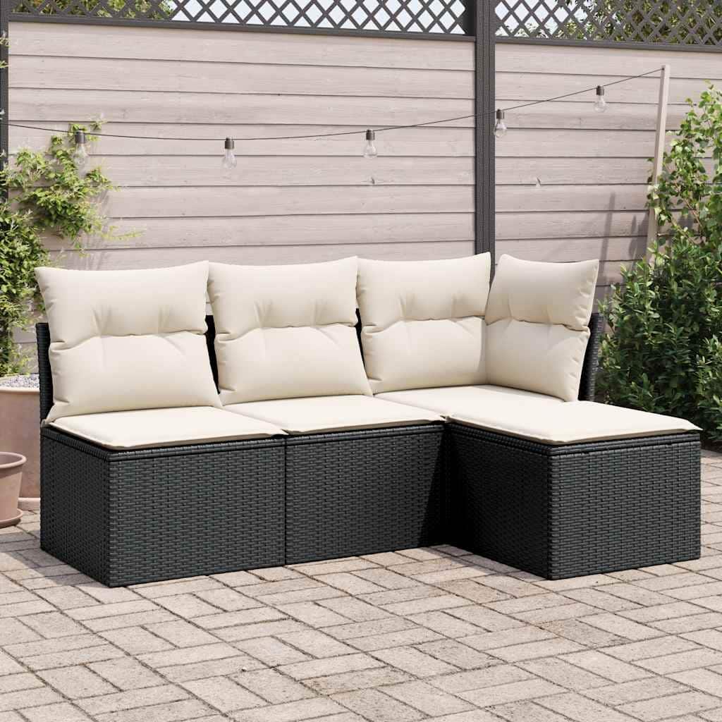 vidaXL Garden Sofa Set Black, Cream White - 21.7 x 21.7 x 14.6