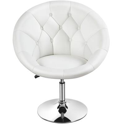 Yaheetech Modern Tufted Faux Leather Barrel Accent Chair