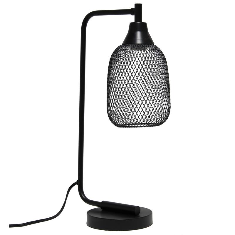 Industrial Style Desk Lamp with Mesh Wire Shade - 19" - Black