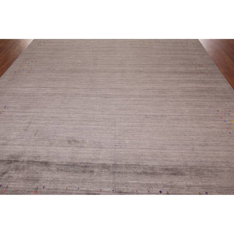 Striped Gabbeh Indian Square Area Rug Hand-Knotted Wool Carpet - 9'9"x 9'9"