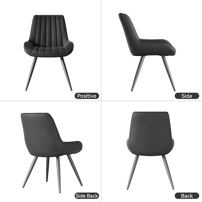 Modern Dining Chairs Set of 4, Comfy Dining Room Chairs with Thick Cushions, Upholstered Fabric Chairs with Metal Legs