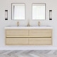 preview thumbnail 105 of 191, Wood Wall-Mounted Bathroom Vanity with Sink and Soft Close Drawers 60" x 20" - Oak Finish - Natural Oak