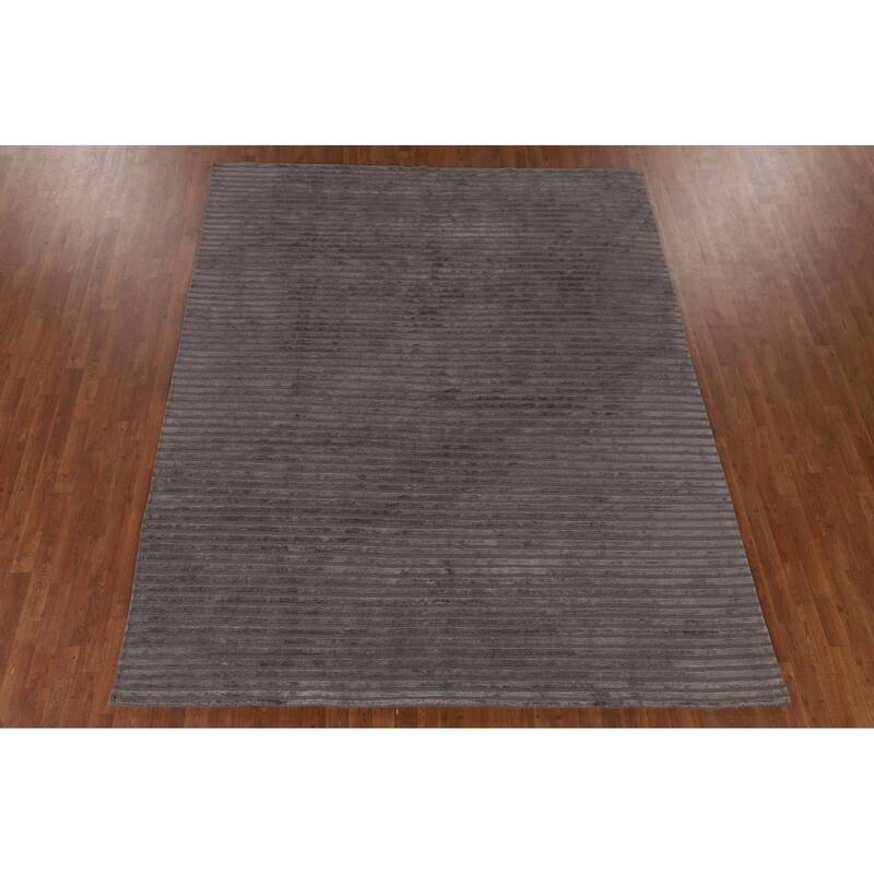 All-Over Striped Nepalese Oriental Area Rug Handmade Wool Carpet - 8'1" x 9'8"