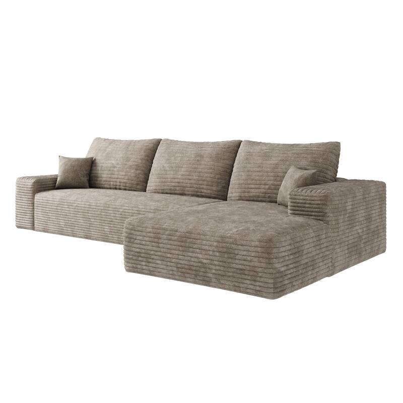 107-Inch Modular Corduroy Sectional Sofa with Chaise and Deep Seating for Living Room Bedroom