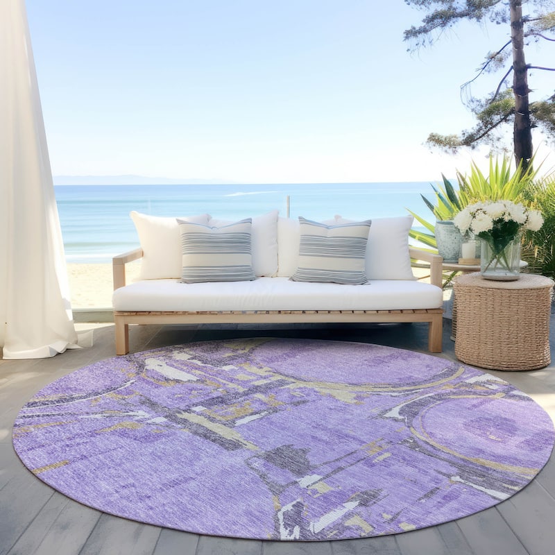 Machine Washable Indoor/ Outdoor Chantille Contemporary Rug - Lavender - 8' x 8'