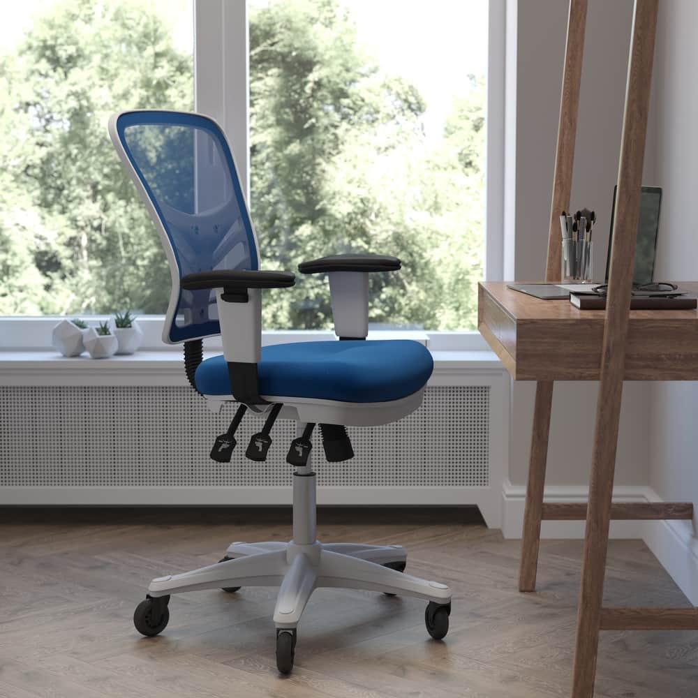 Mid-Back Ergonomic Multifunction Mesh Chair with Polyurethane Wheels
