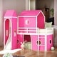 preview thumbnail 18 of 30, Elegant Twin Size Playhouse Inspired Bunk Bed with Slide Pink Tent and Tower, Sturdy Construction & Unique Design