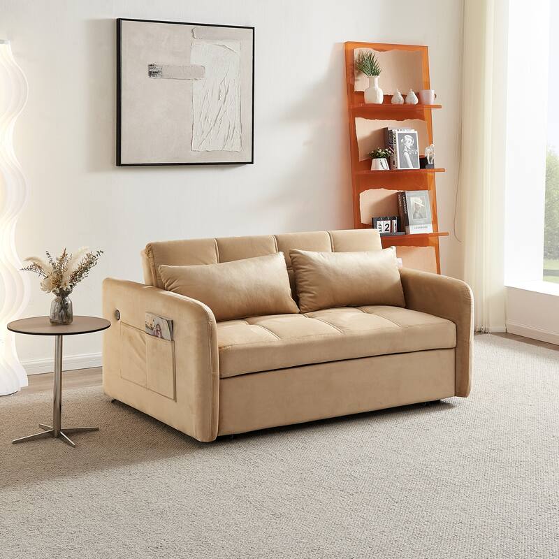 Velvet Sofa Bed 55.5" - Easy Assembly, Supportive Comfort