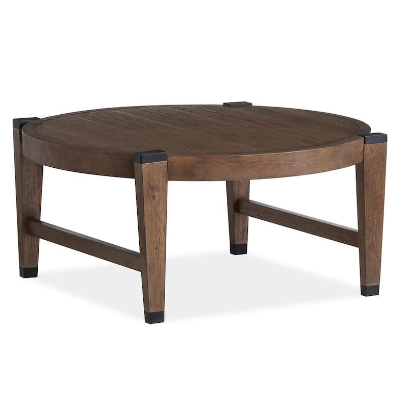 Magnussen Home Kaysen Wallaby and Matte Black Cocktail Table - 38''W x 38''D x 18''H - 38''W x 38''D x 18''H