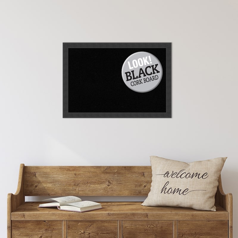 Framed Black Cork Board, Mezzanotte Black