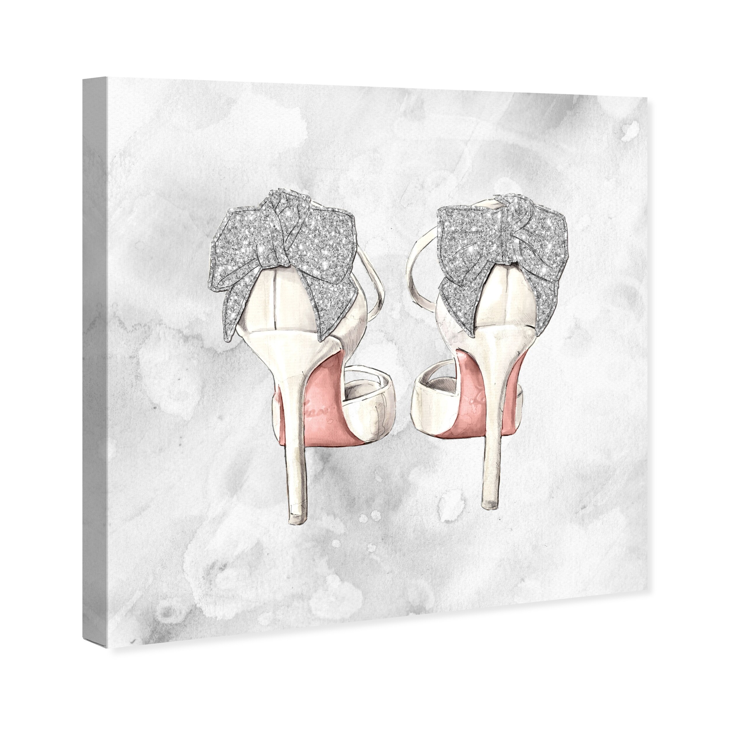 Oliver Gal 'Classic Pink Shoes Stitched Art' Fashion and Glam Wall