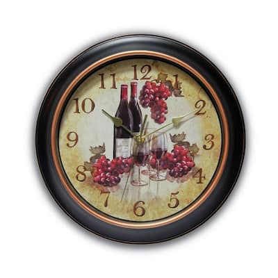 Curata Valencia Wine and Grape Dial Quartz Wall Clock with Silent Movement