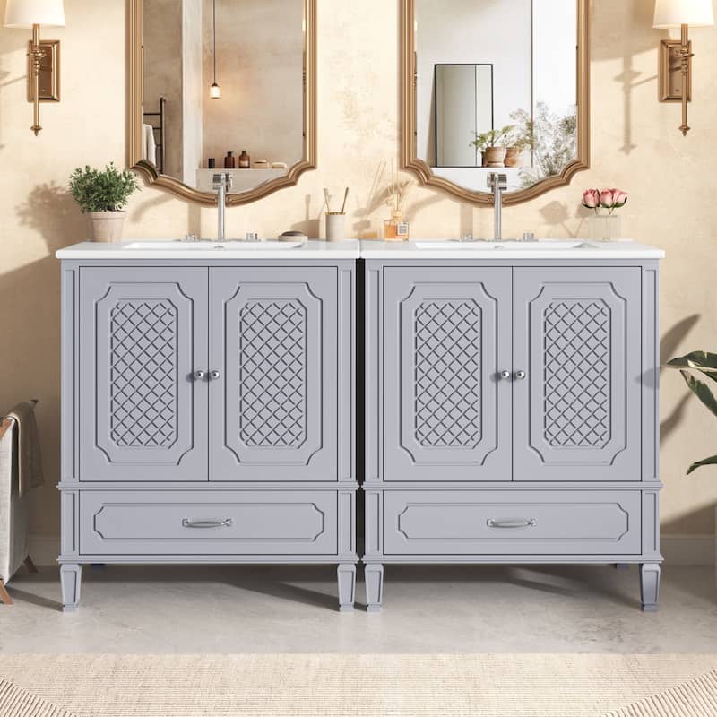 Christopher Knight Home- Mike Bathroom Vanity with Double Sink Set