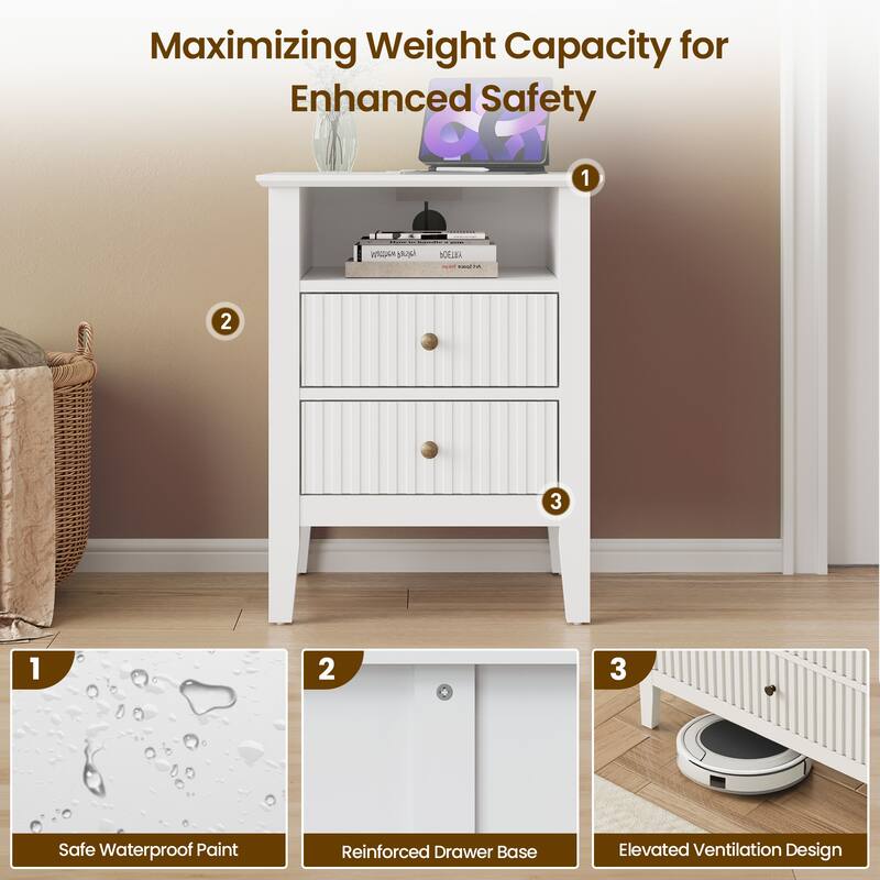 Nightstand with 2 Drawers, Set of 2