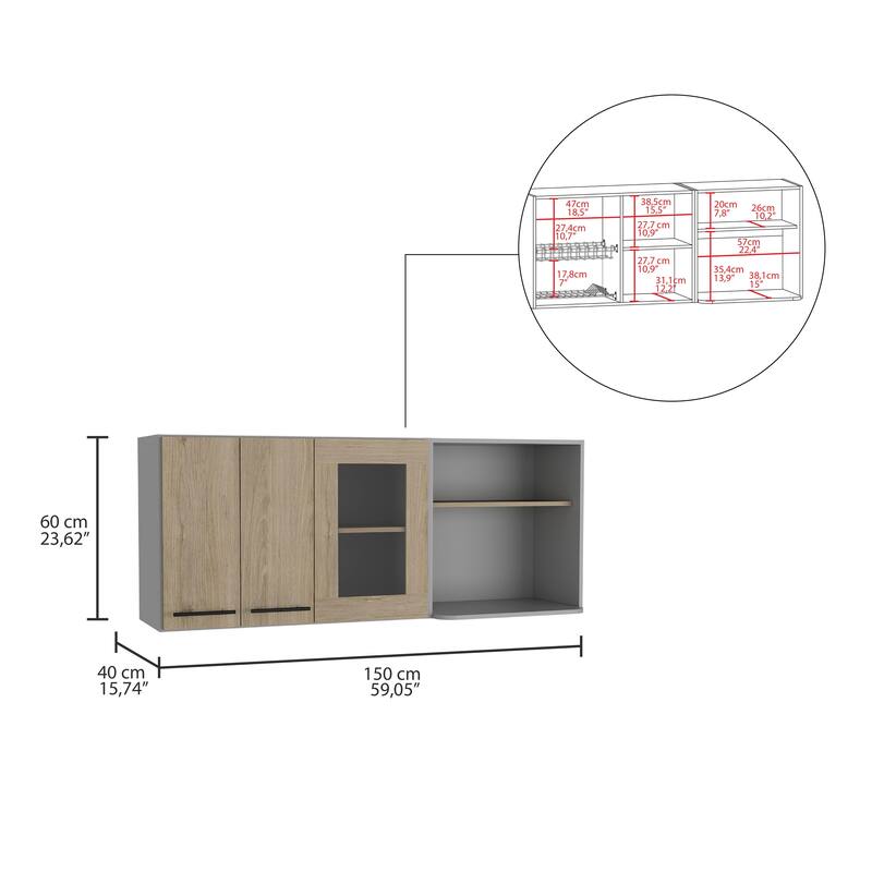 Wall Cabinet for Kitchen, Dining Room,Living Room, Light Pine