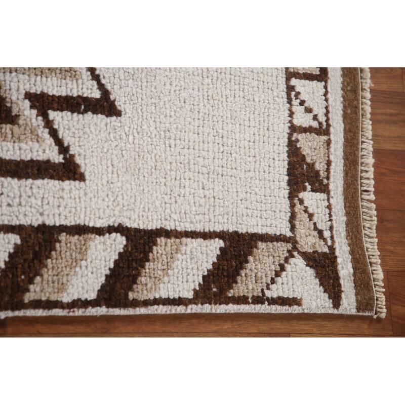Natural Dye Anatolian Turkish Runner Rug Handmade Beige Wool Carpet - 2'11"x 12'2"