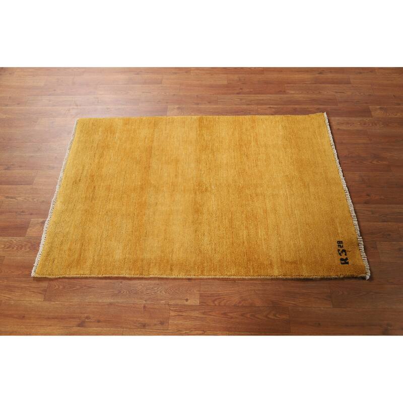 Yellow Gabbeh Modern Accent Rug Handmade Wool Carpet - 2'8" x 3'11"