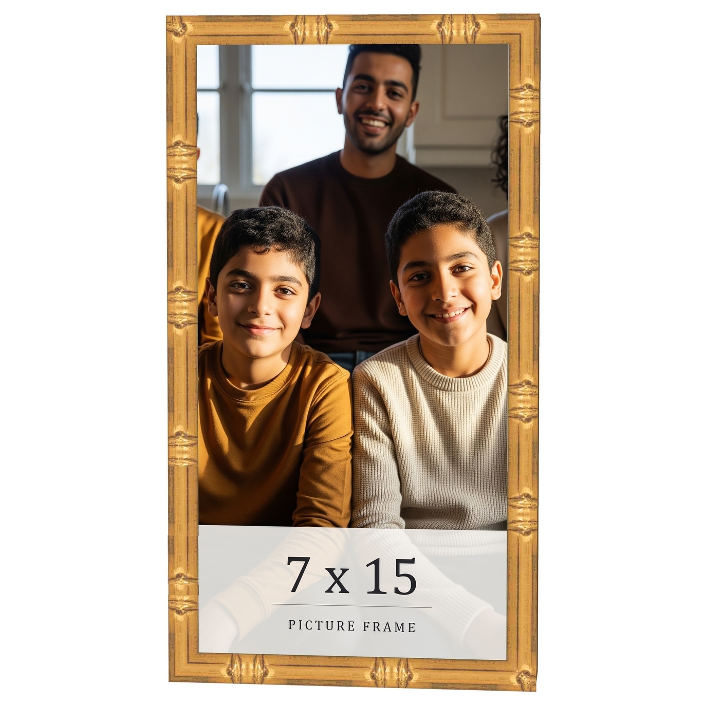 7x15 Frame Gold Bamboo Solid Wood Picture Frame | 1 Inch Moulding