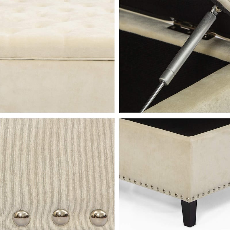 Adeco Square Footstool Storage Ottomans, Milk White