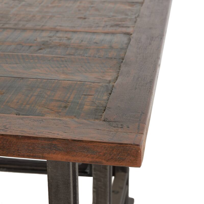 Brown Teak Wood Dining Table with Two, Four or Eight Attached Seats