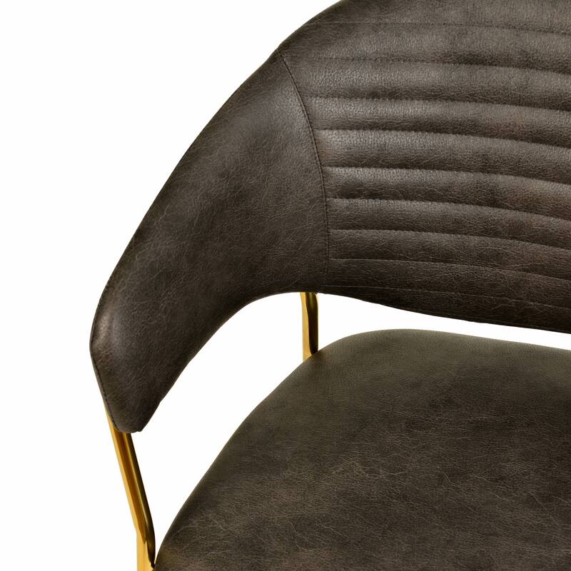 LeisureMod Set of 4 Bella Upholstered Leather/Velvet Accent Dining Chair in Gold Base for Home, Dining Room & Kitchen Furniture