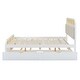 preview thumbnail 6 of 8, Queen Size Platform Bed with Trundle, Pine Wooden Bed with 2 Drawers, Kid's Bed with Rattan Headboard, White
